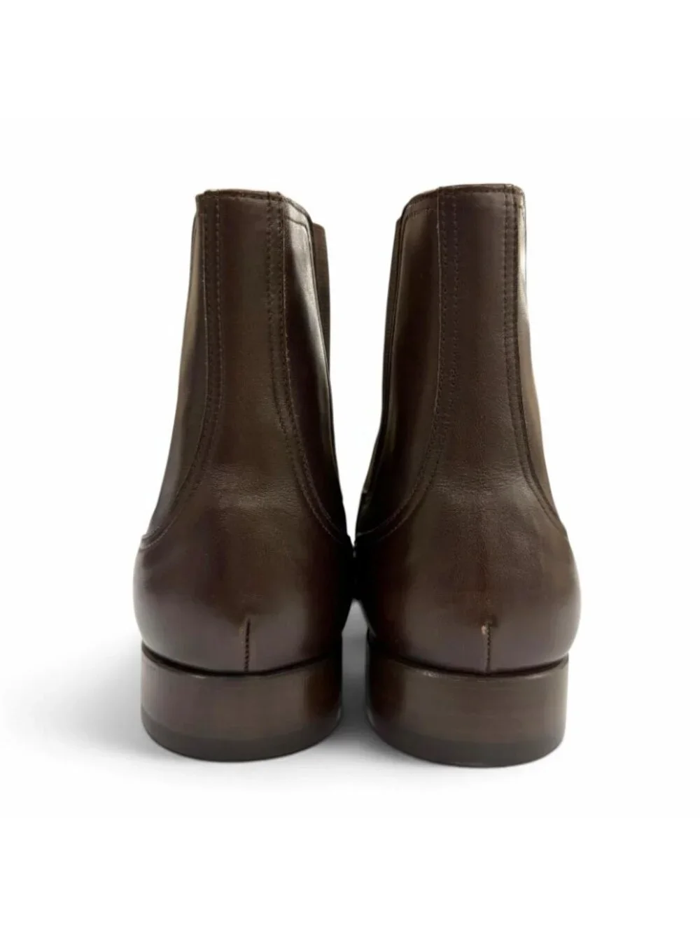 Hermes Leather Side Gore Chelsea Boots Short Dark Brown